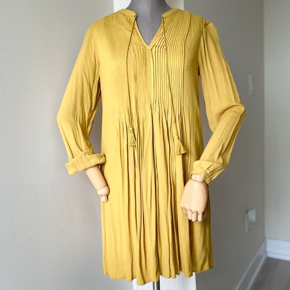 Boho Yellow Mini Dress - S - Picture 2 of 10